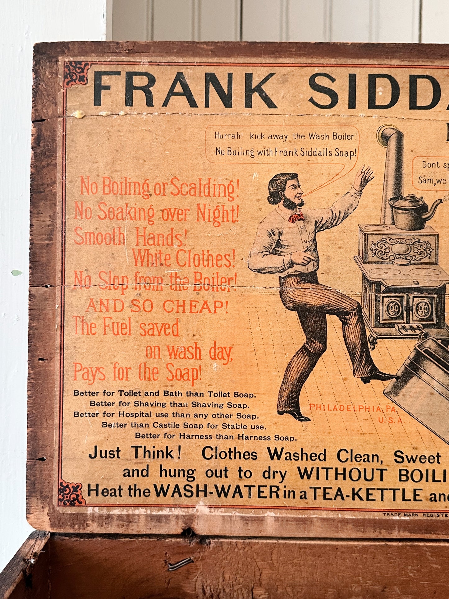 Late 1800s Antique Wood Frank Siddalls Soap Box