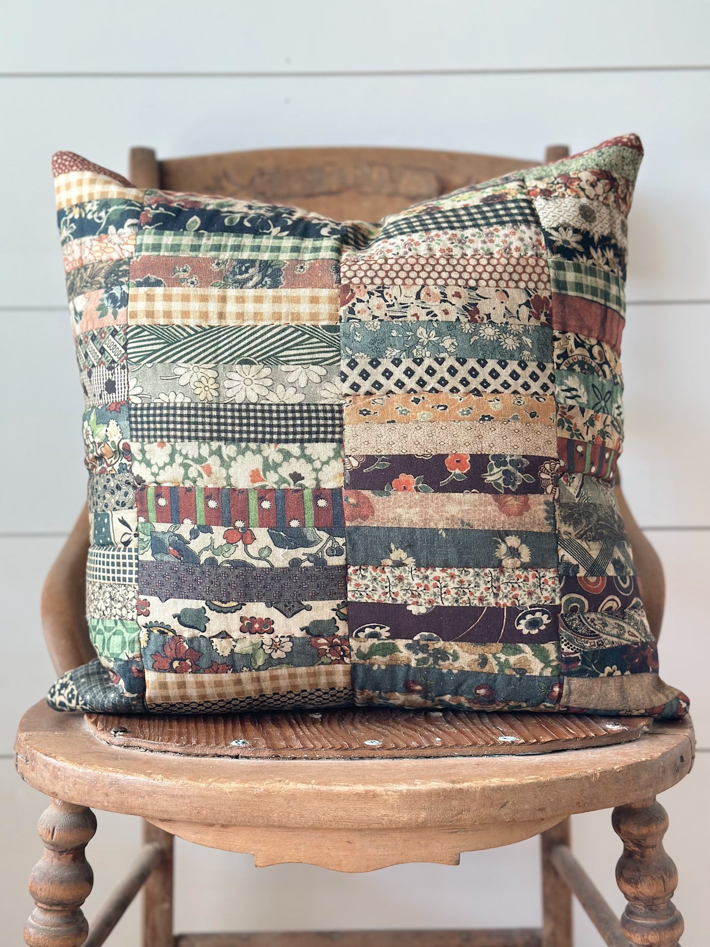 Homespun Patchwork Pillow Cover