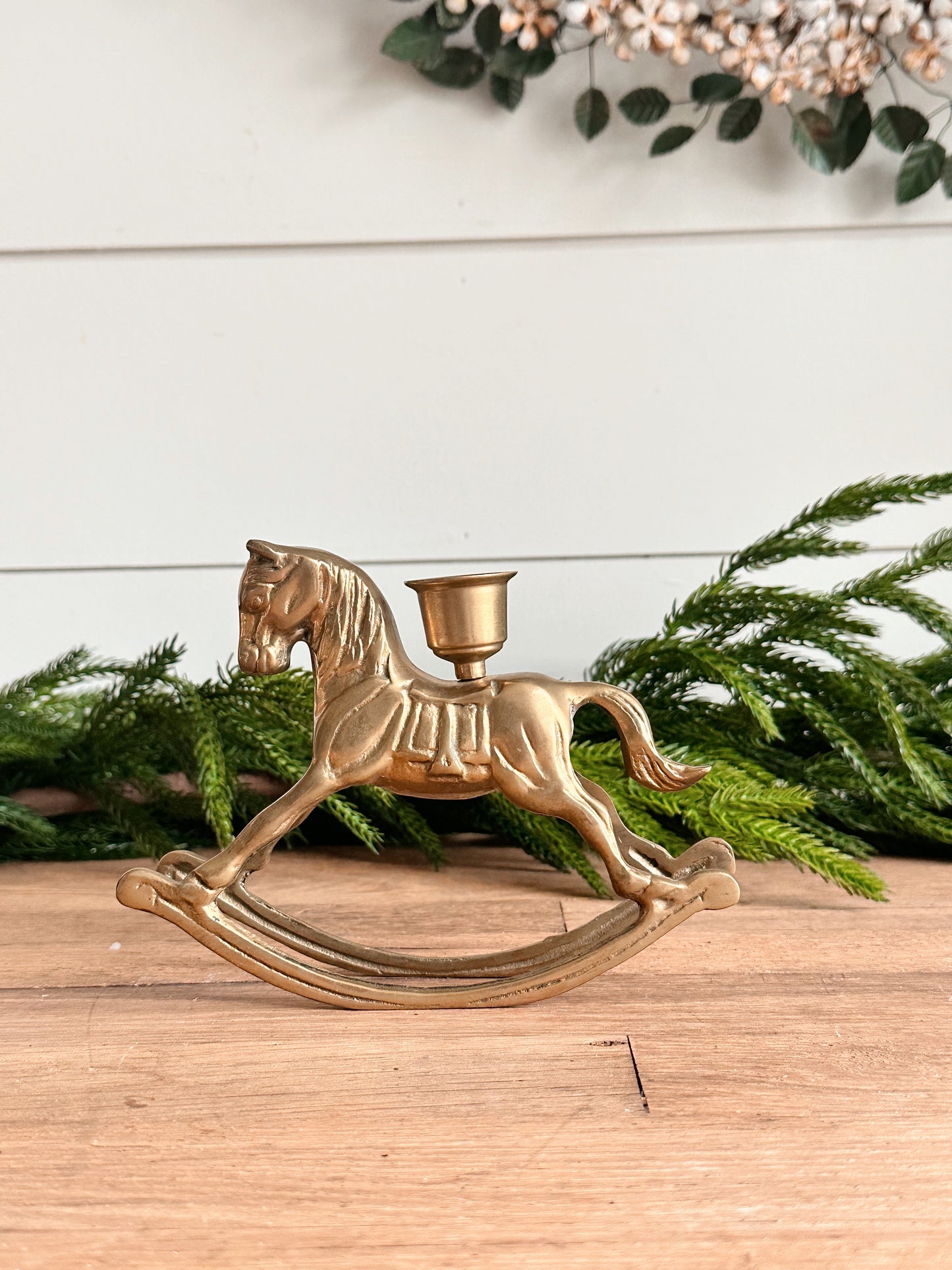 Vintage Brass Rocking Horse Candleholder