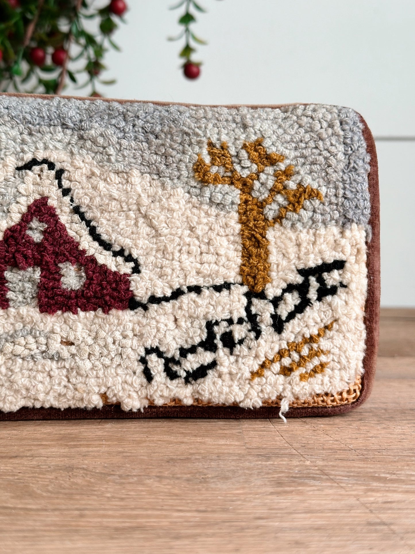 Vintage Hooked and Velvet Covered Brick Door Stop