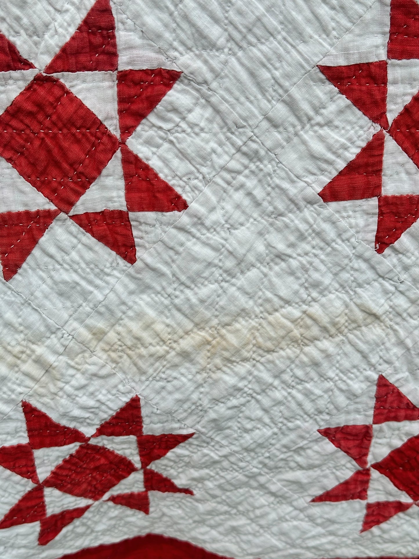 Vintage Red & White Ohio Star Lap Quilt