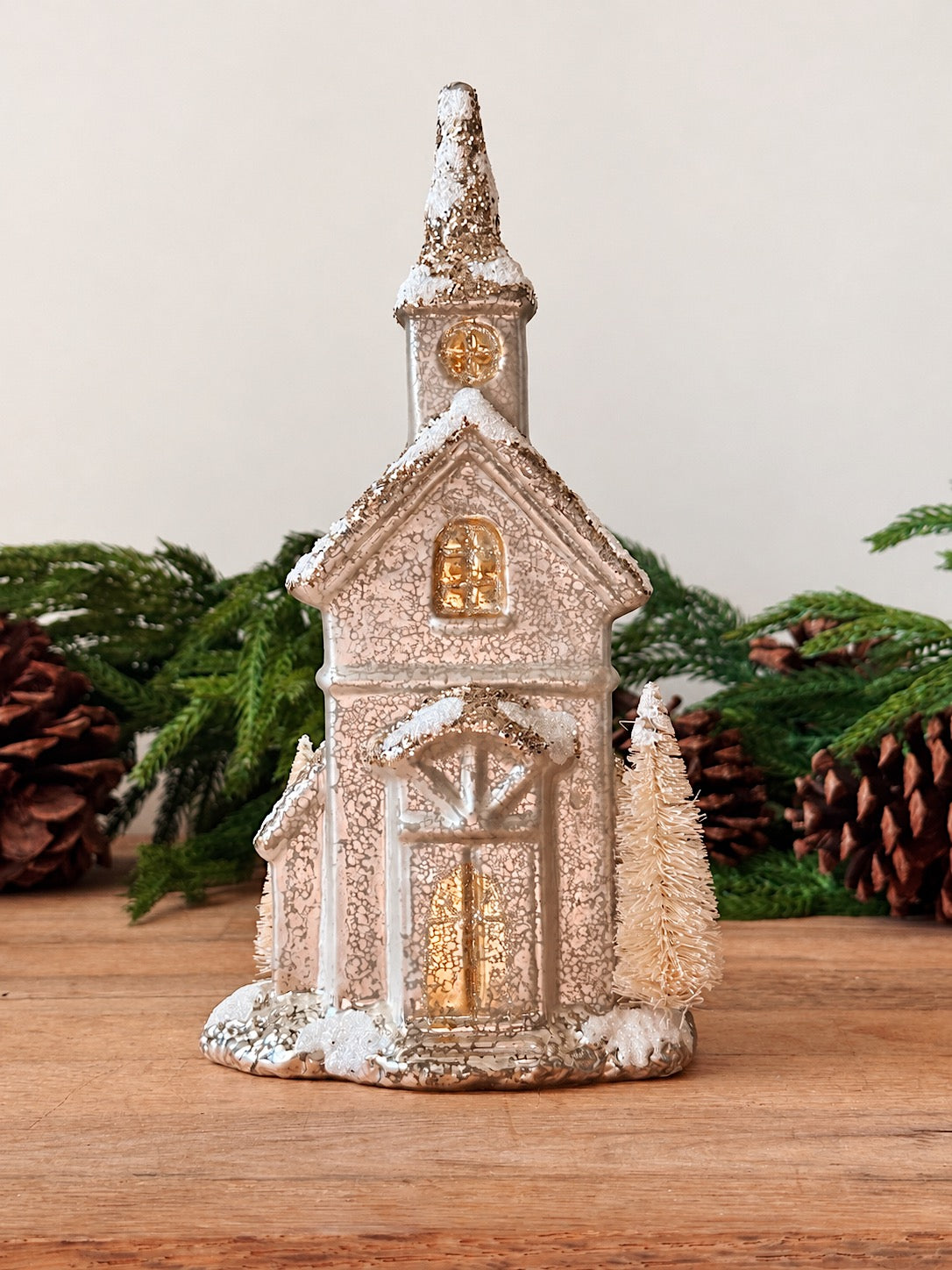 Sparkling Mercury Glass Light Up Houses