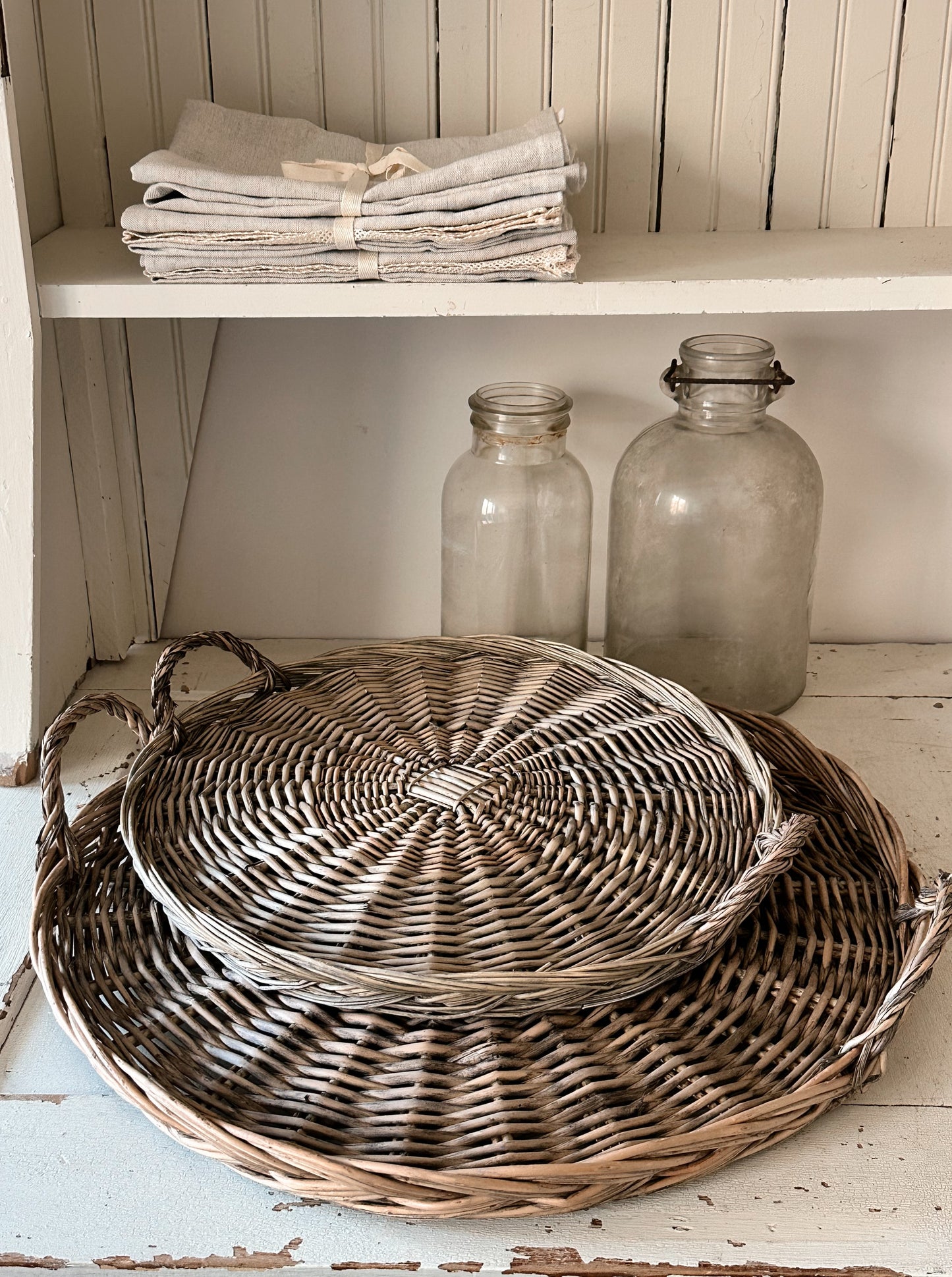 Set of Weathered Wicker Trays