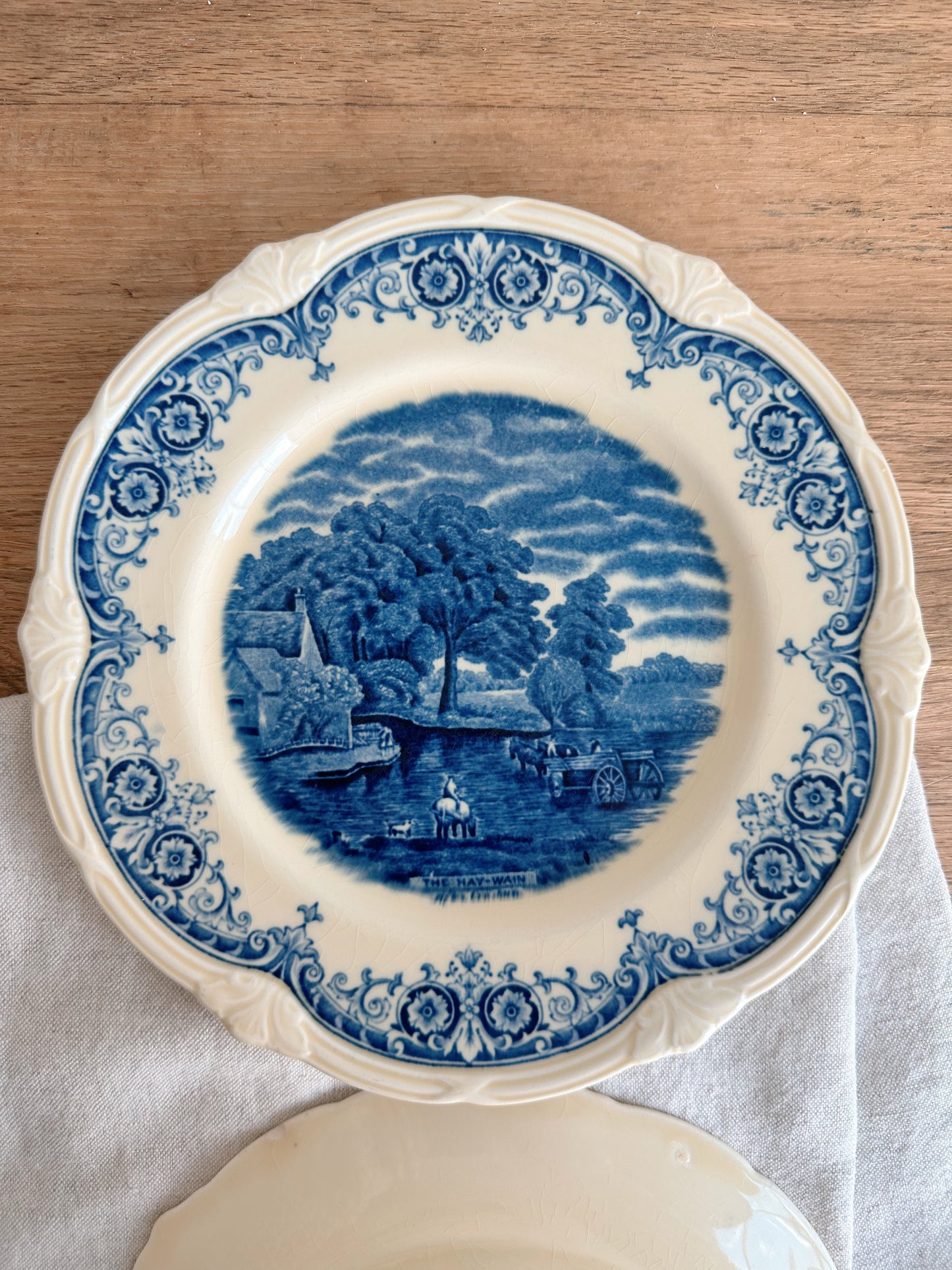 Pair of Antique Grindley Plates, Scenes After Constable