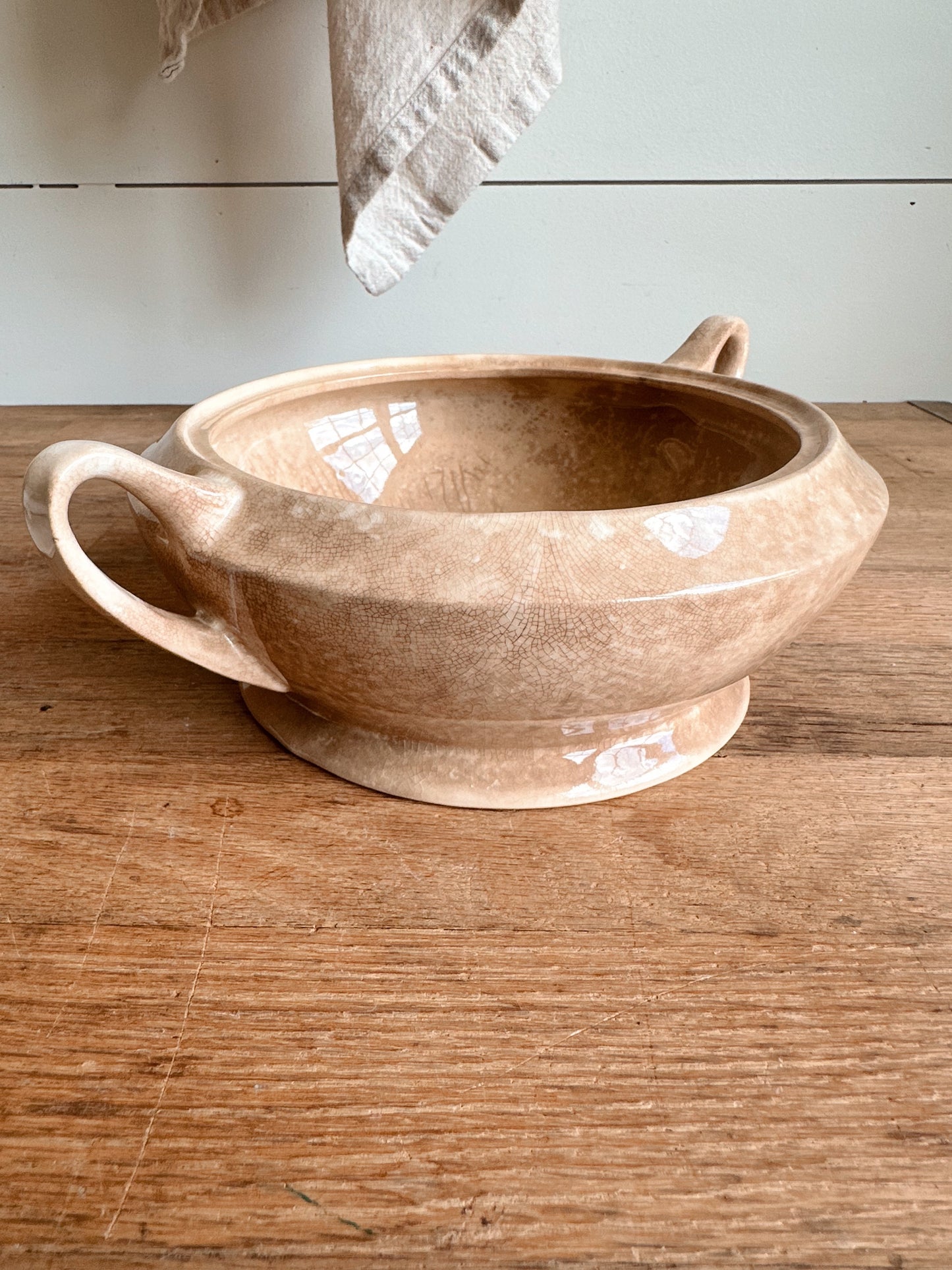 Beautifully Stained Vintage Ironstone Covered Dish