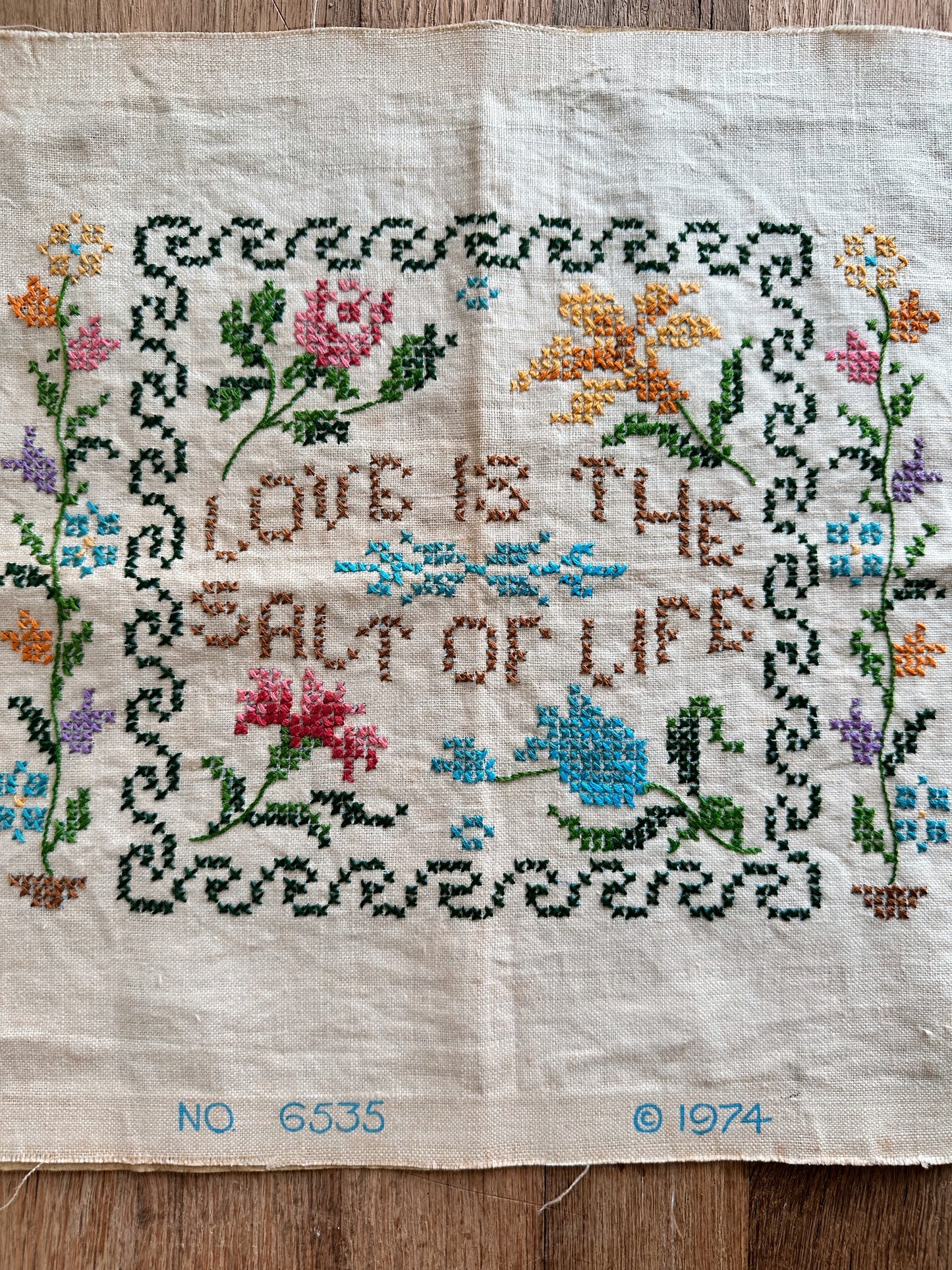 Vintage Cross Stitch on Linen