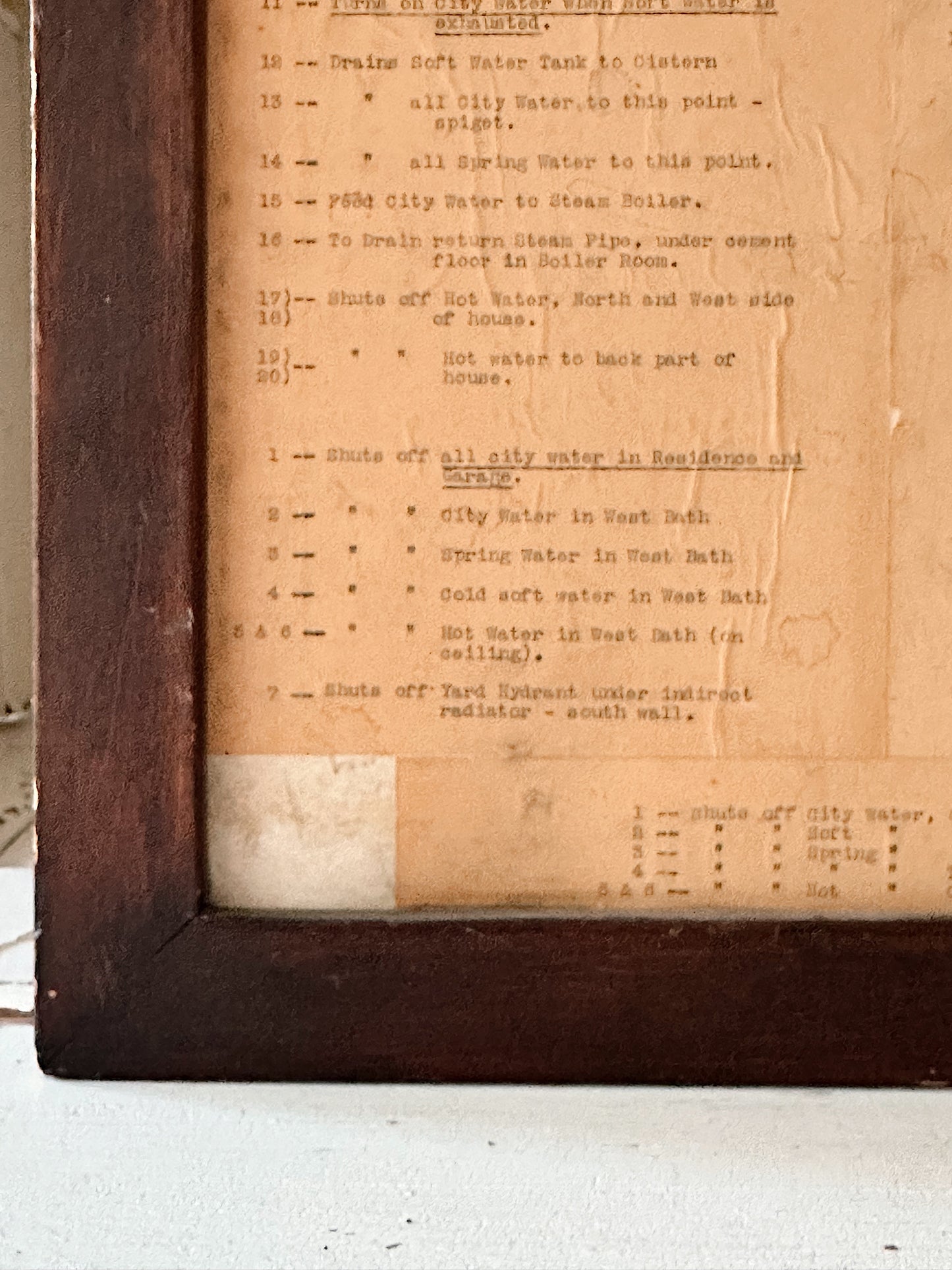 Vintage Framed Master Shut Off Service Plan