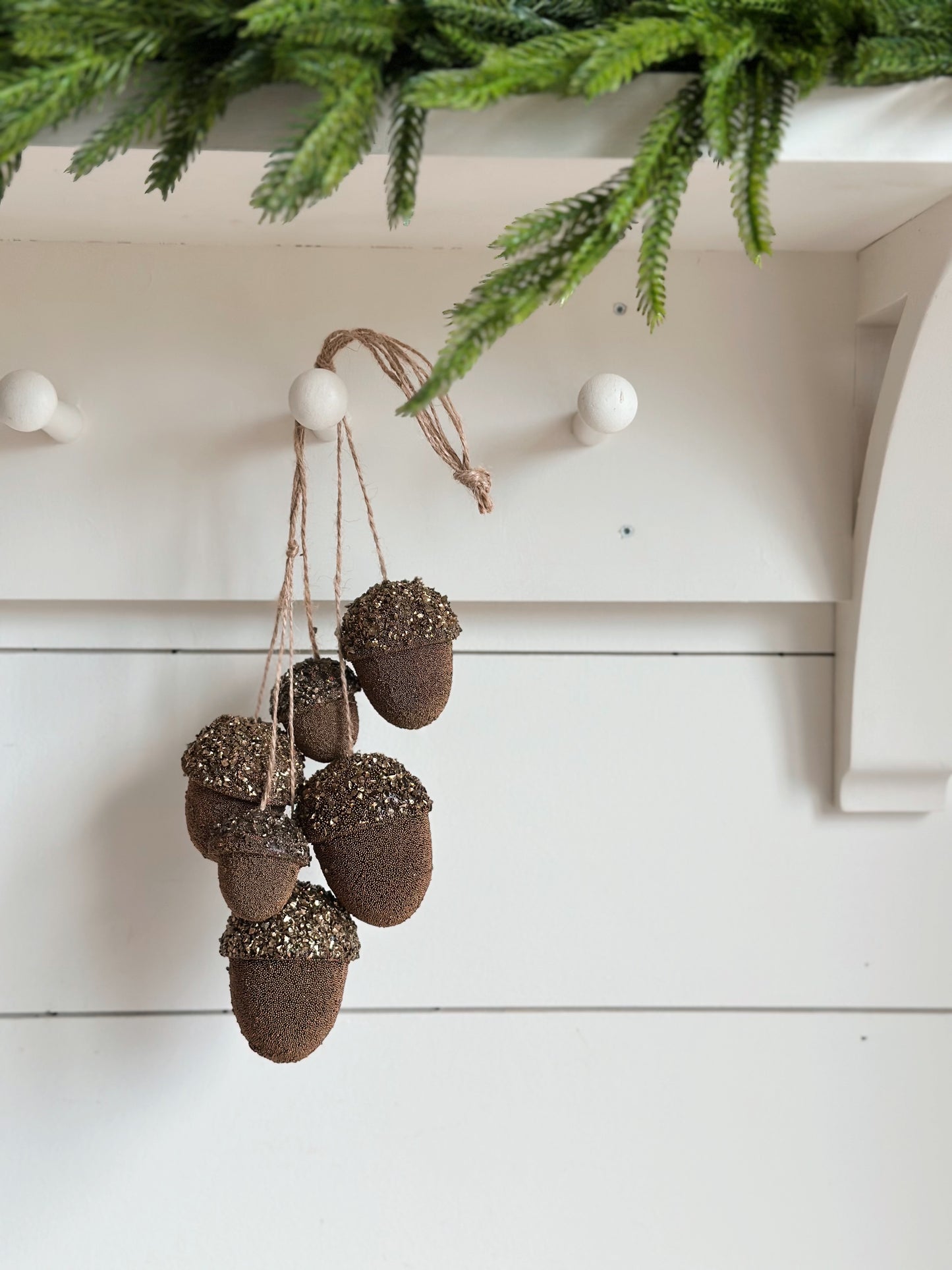 Beaded Glitter Acorn Ornament Cluster