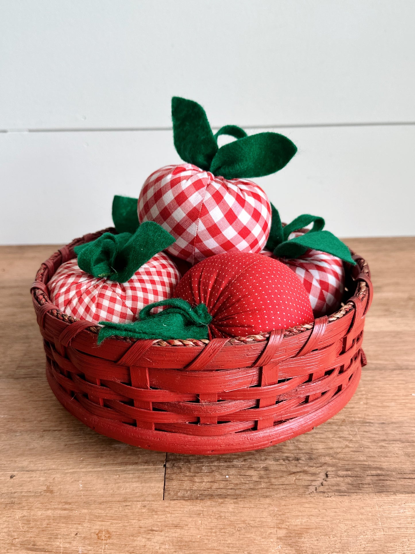 Vintage Lazy Susan Basket & Handmade Apples