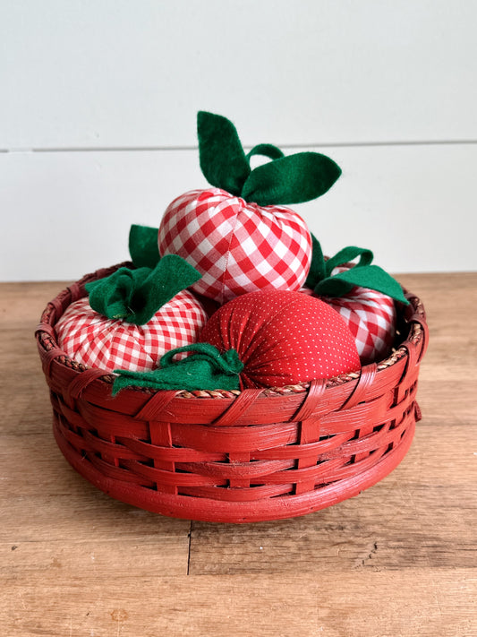 Vintage Lazy Susan Basket & Handmade Apples