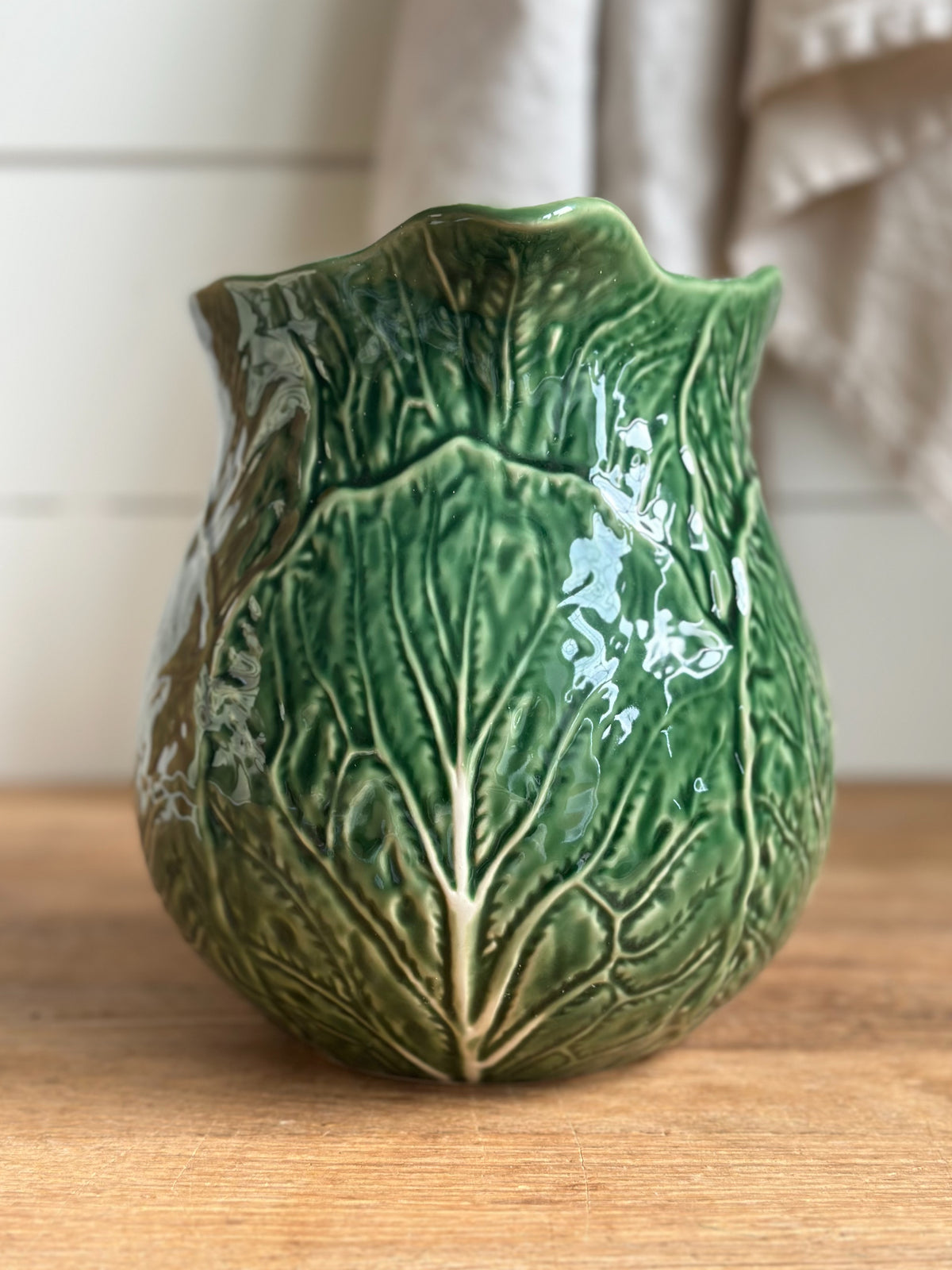 Green Cabbage Ware Pitcher
