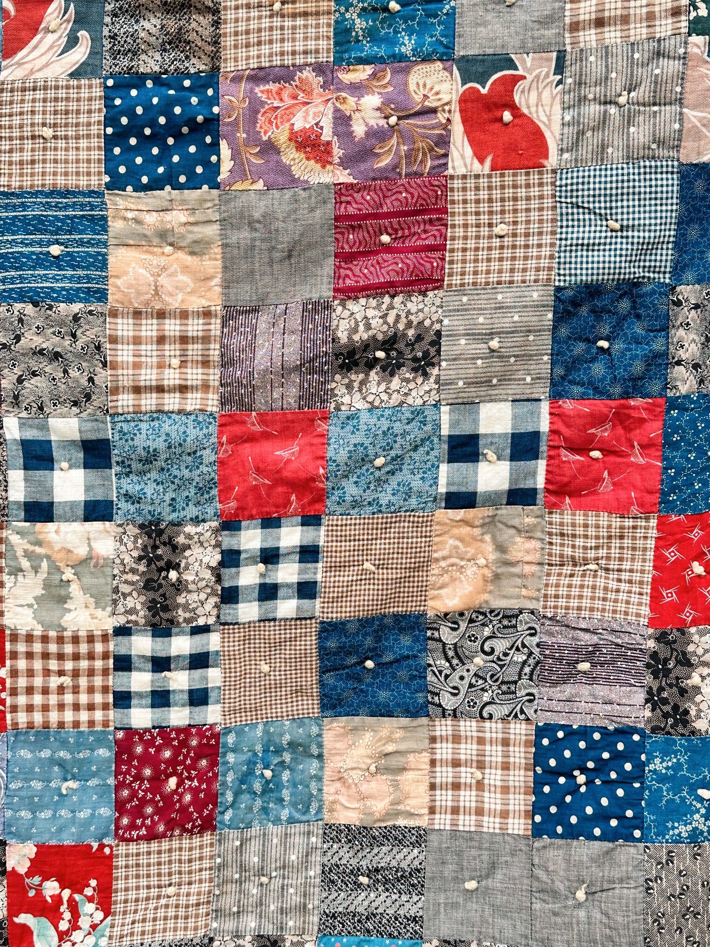 Vintage Hand-Tied Scrap Patchwork Quilt