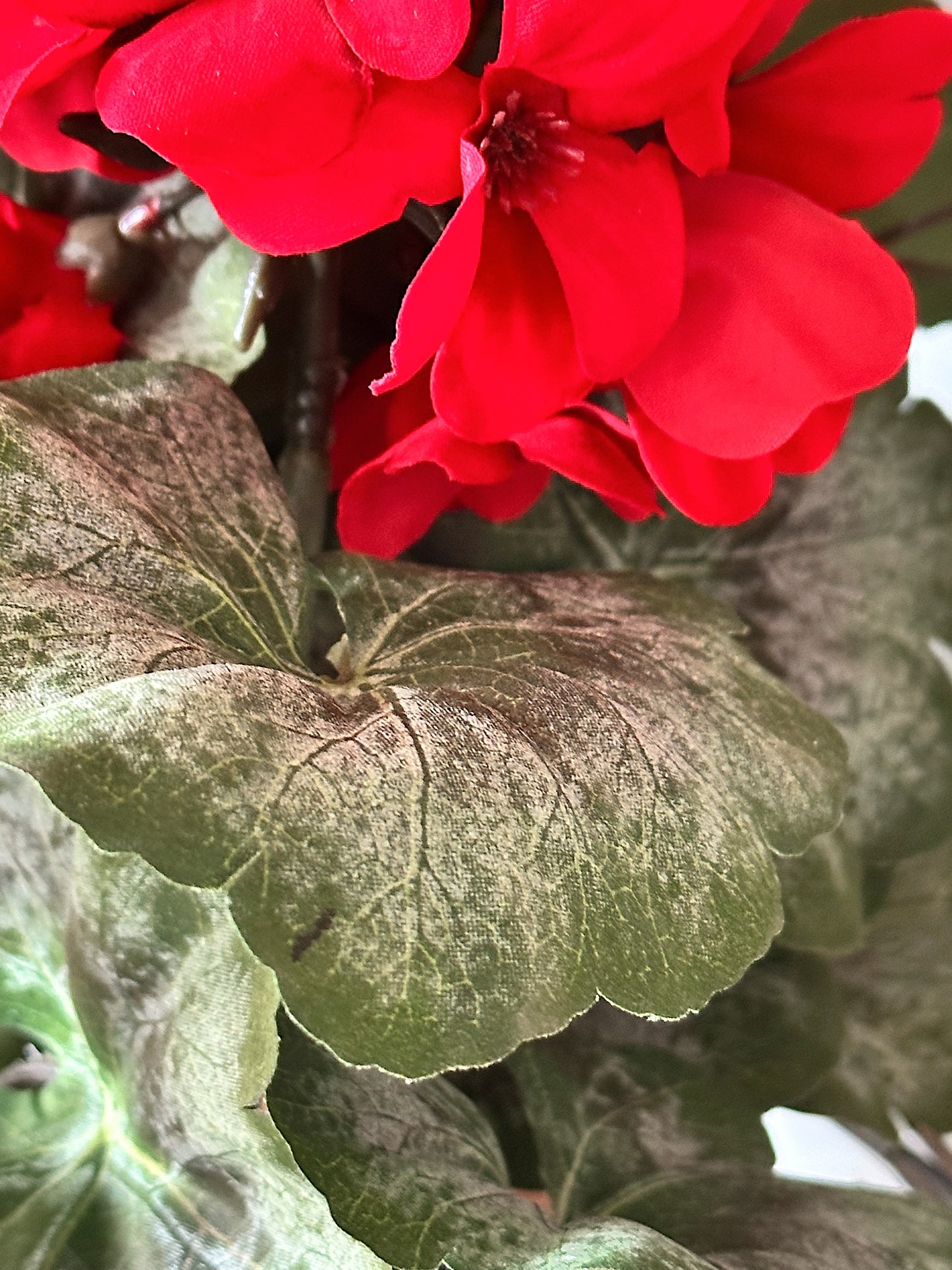 Potted Faux Red Geraniums