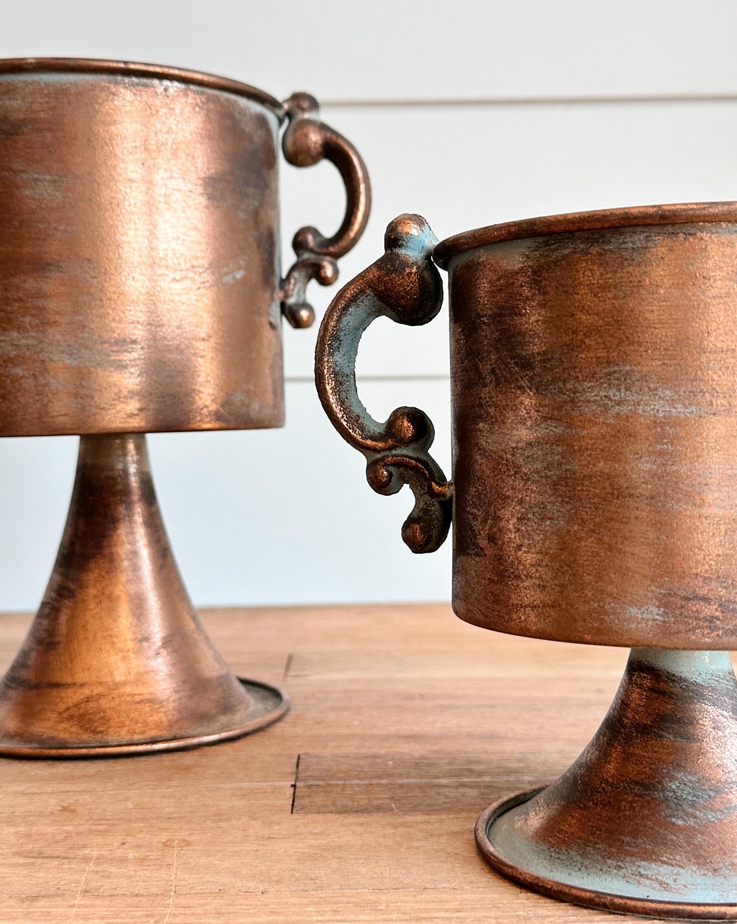 Copper Finish Pedestal Planters