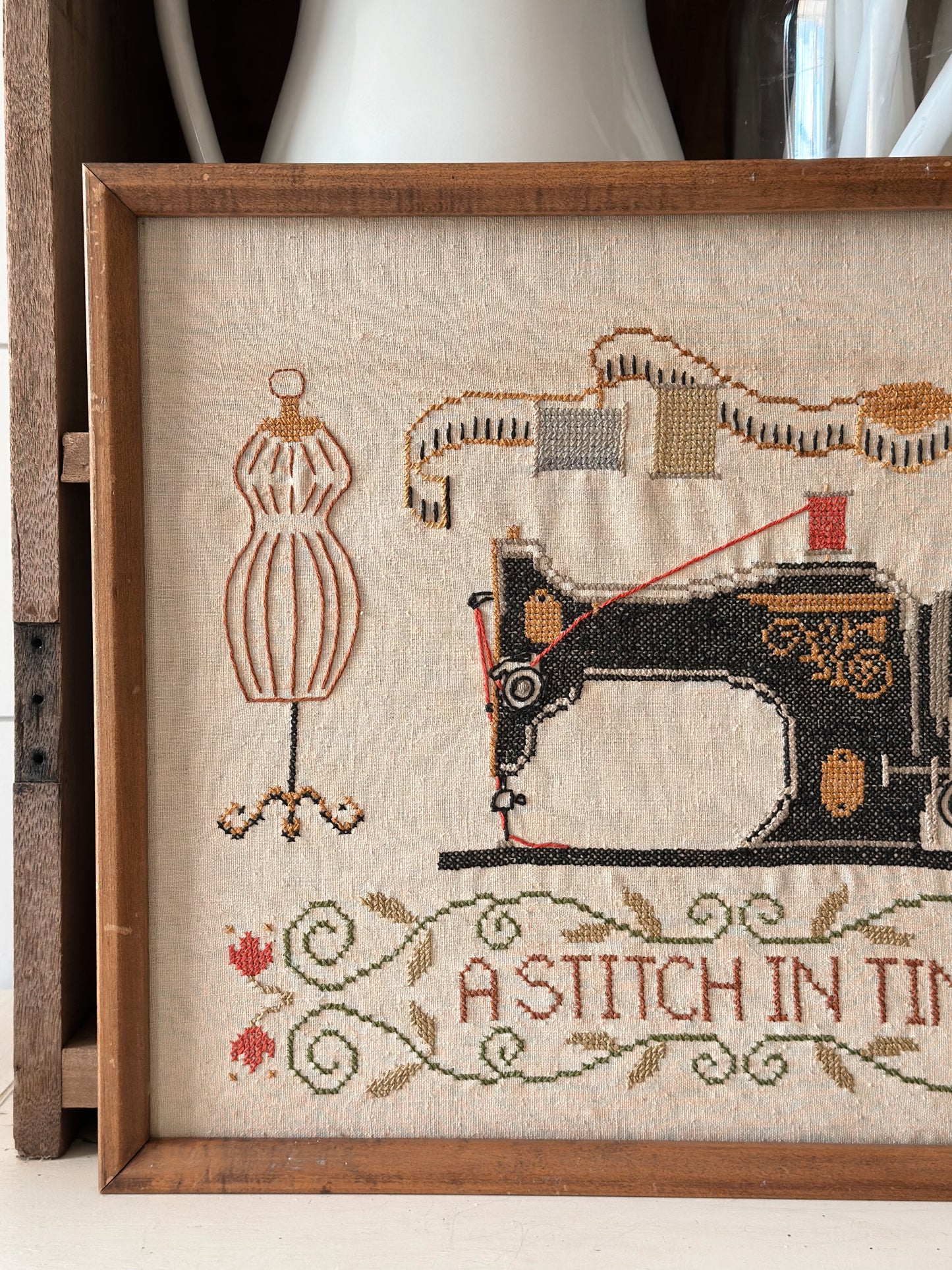 Vintage Embroidered “A Stitch In Time”