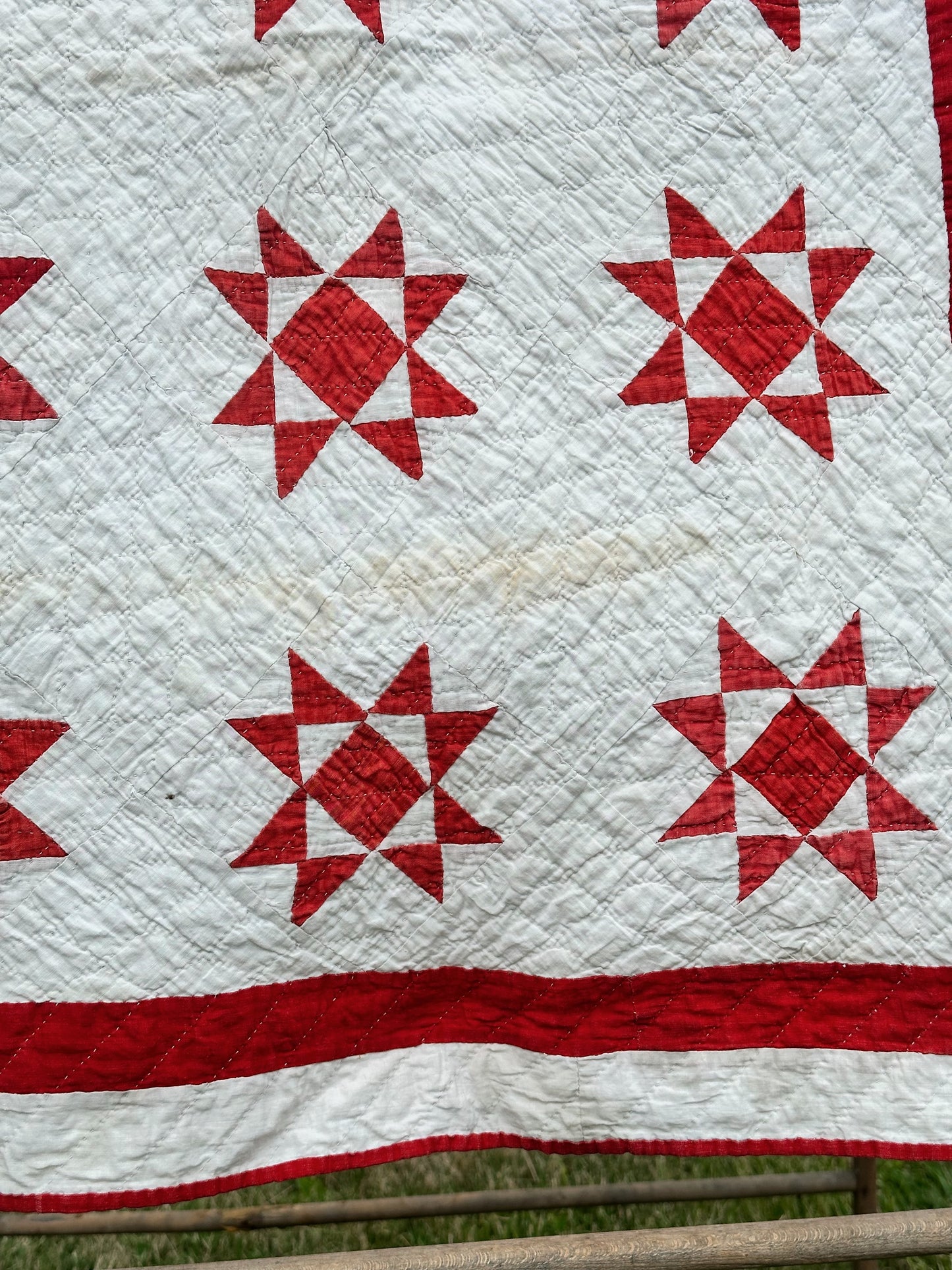 Vintage Red & White Ohio Star Lap Quilt