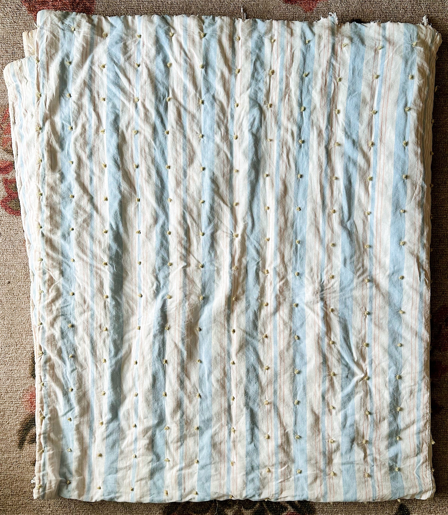 Hand Tied Vintage Cotton Ticking Comforter