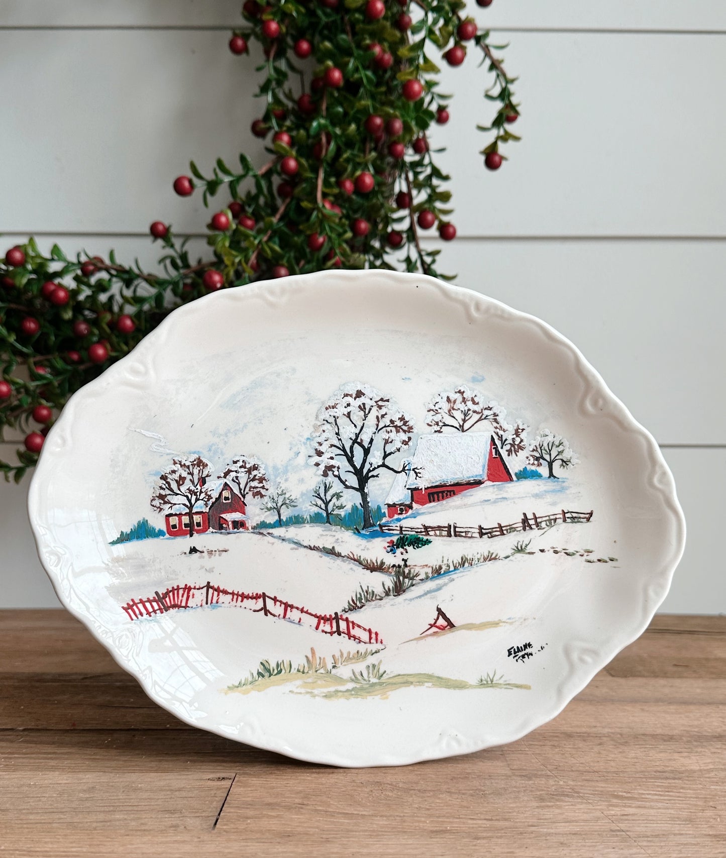 Hand Painted Vintage USA Platter