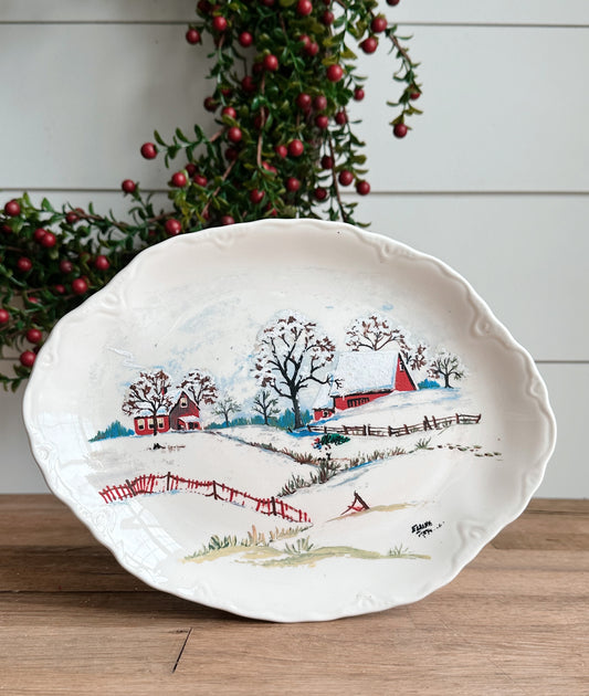 Hand Painted Vintage USA Platter