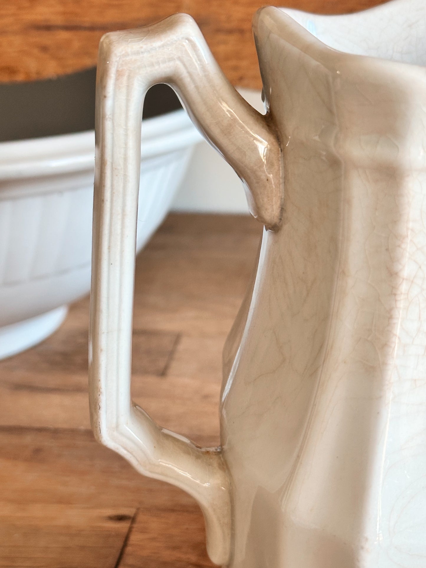 Beautifully Stained J&G Meakin Ironstone Pitcher
