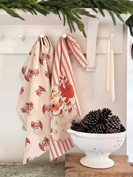 Vintage Inspired Santa Tea Towels (set of 2)