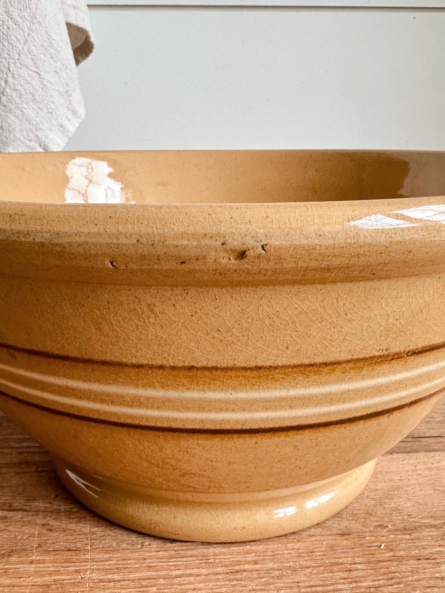 Large Vintage Yellow Ware Mixing Bowl