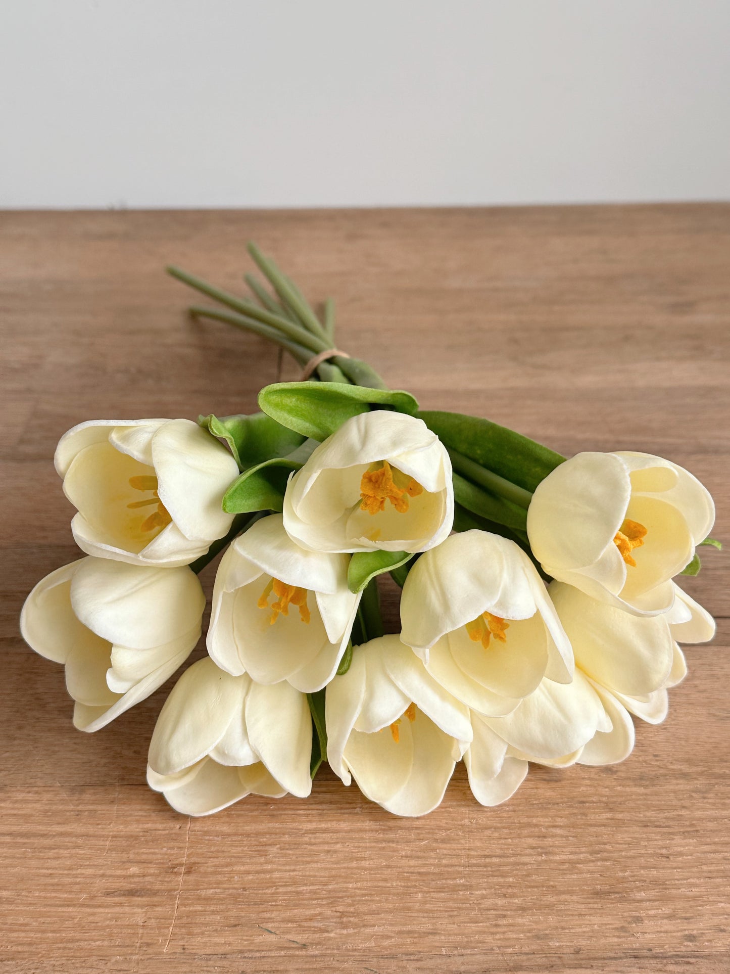 Real Touch Creamy Yellow Open Tulip Bundle (10 stems)