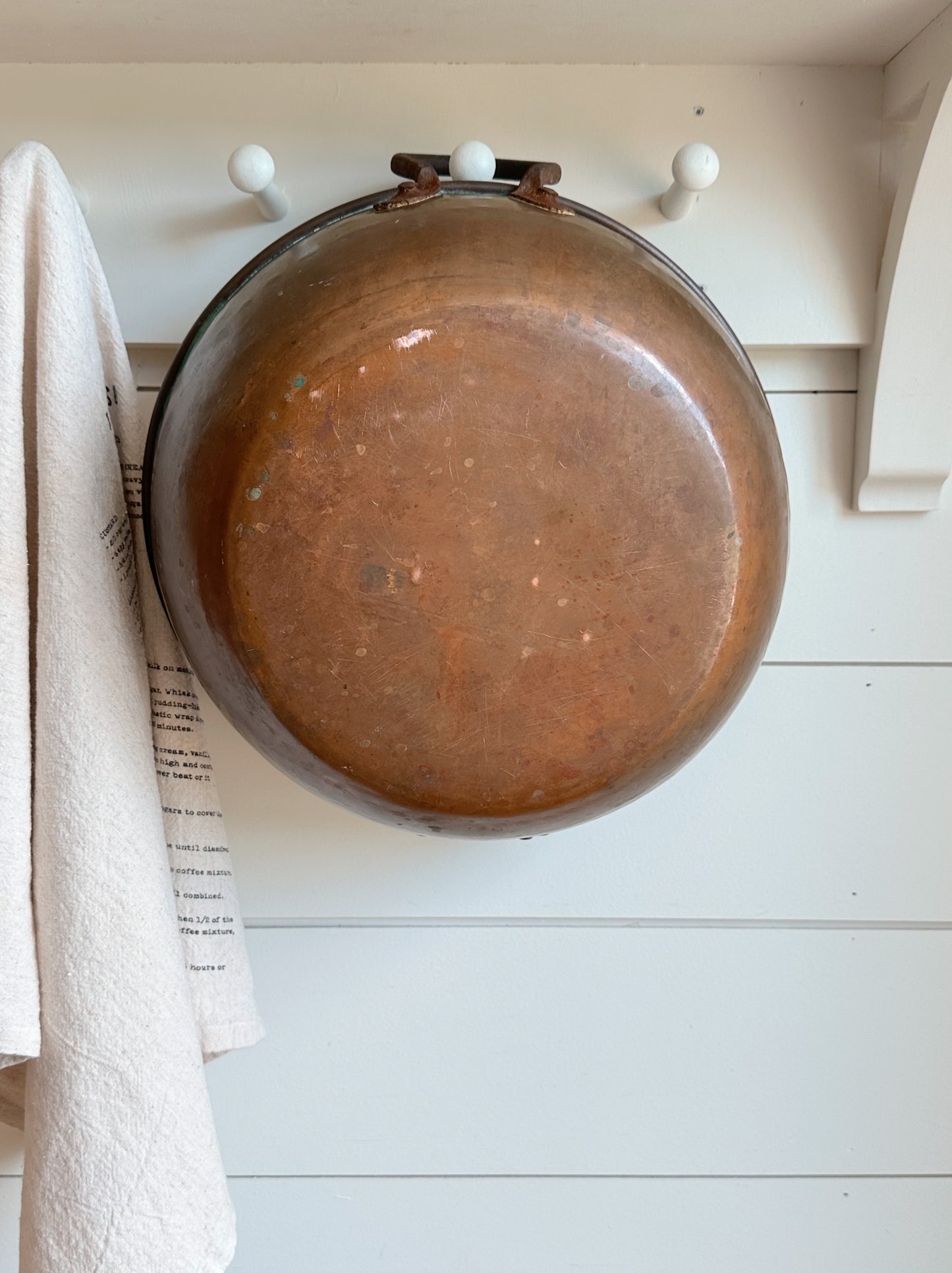 Antique Copper Mixing Bowl with Wrought Iron Handles, c. 1900