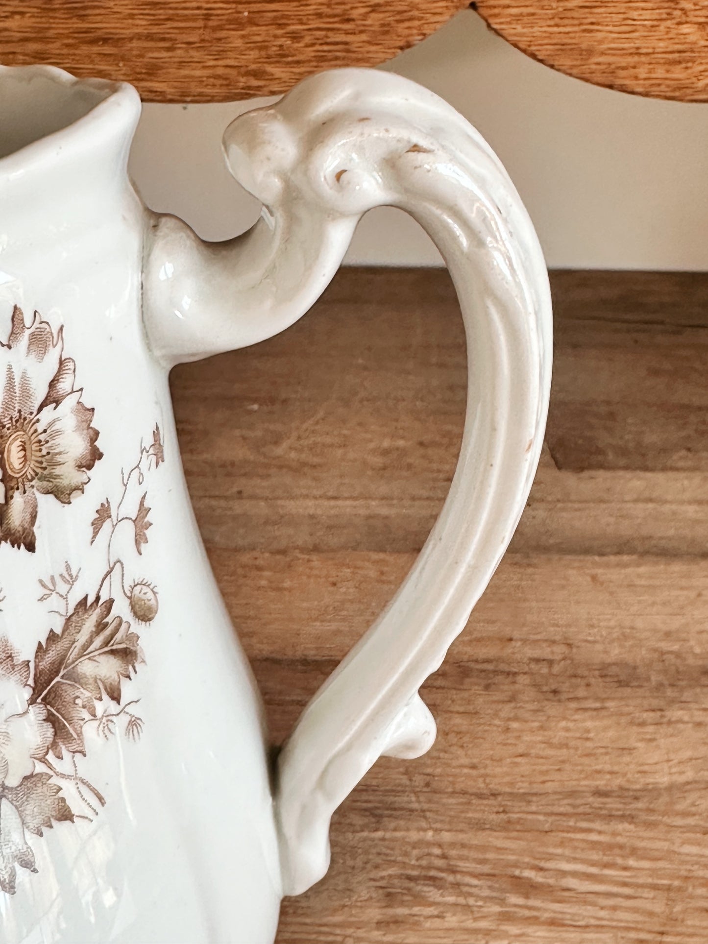 J&G Meakin Brown & White Transferware Ironstone Pitcher