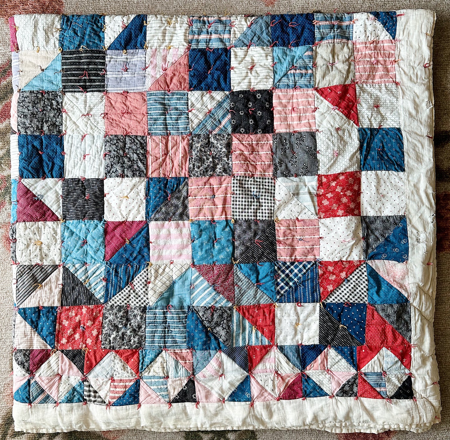 Vintage Handtied Patchwork Quilt