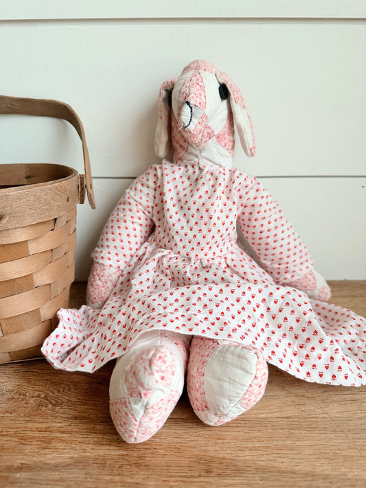 Vintage Handmade Salvaged Quilt Bunny
