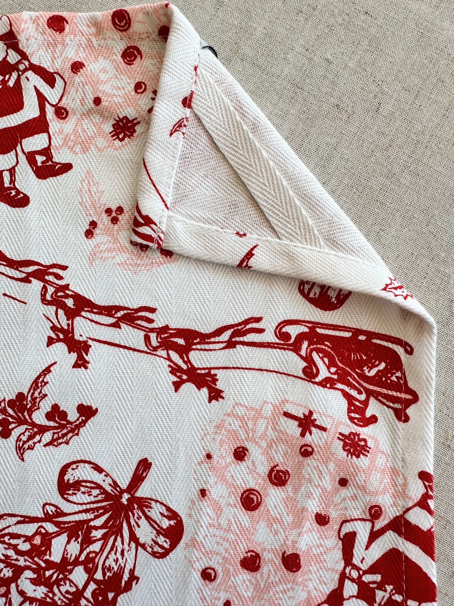 Santa Toile Tea Towels (set of 2)