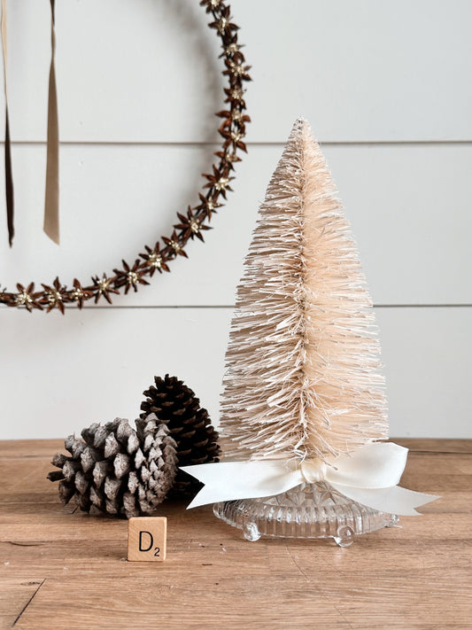 Vintage Glass Bottom Bottlebrush Tree