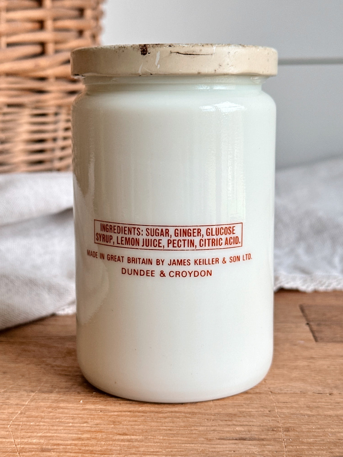 Vintage 1940s James Keller Glass Ginger Preserve Jar