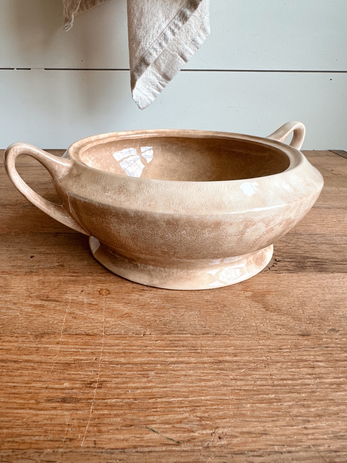 Beautifully Stained Vintage Ironstone Covered Dish