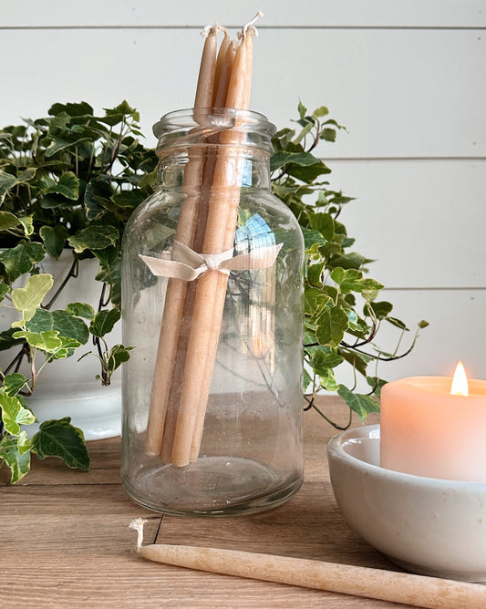 Hand Dipped Slender Beeswax Taper Candles