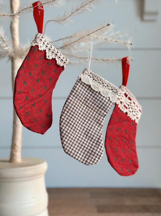 Three Petite Vintage Handmade Stockings