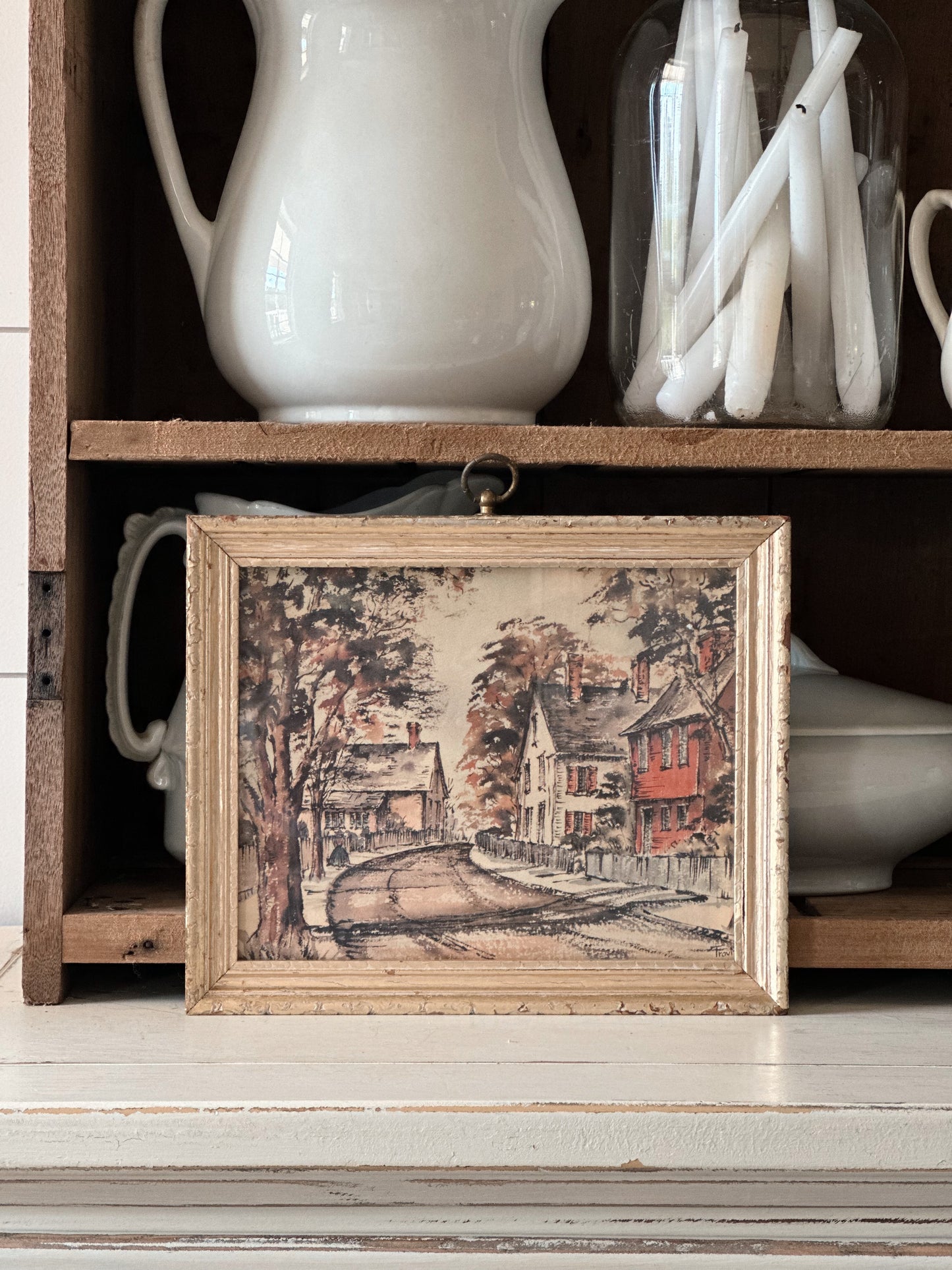 Vintage Framed Cottage Town
