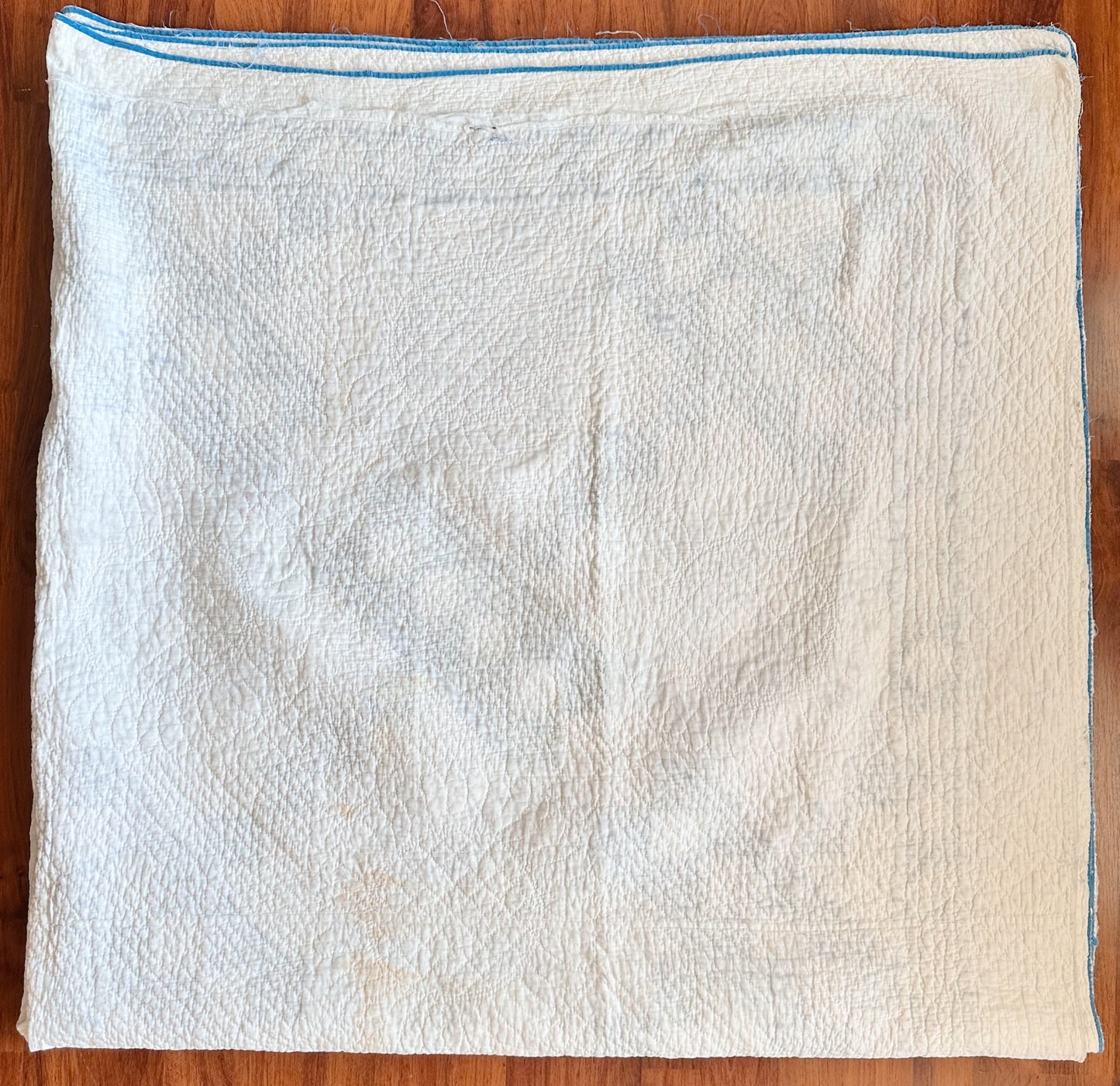 Antique Blue & White Roman Stripe Quilt, Hand Pieced & Hand Quilted