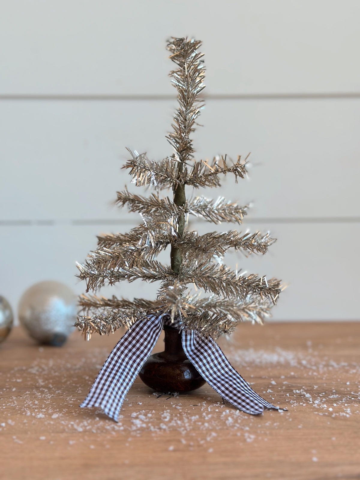 Vintage Brown Porcelain Knob Tinsel Tree