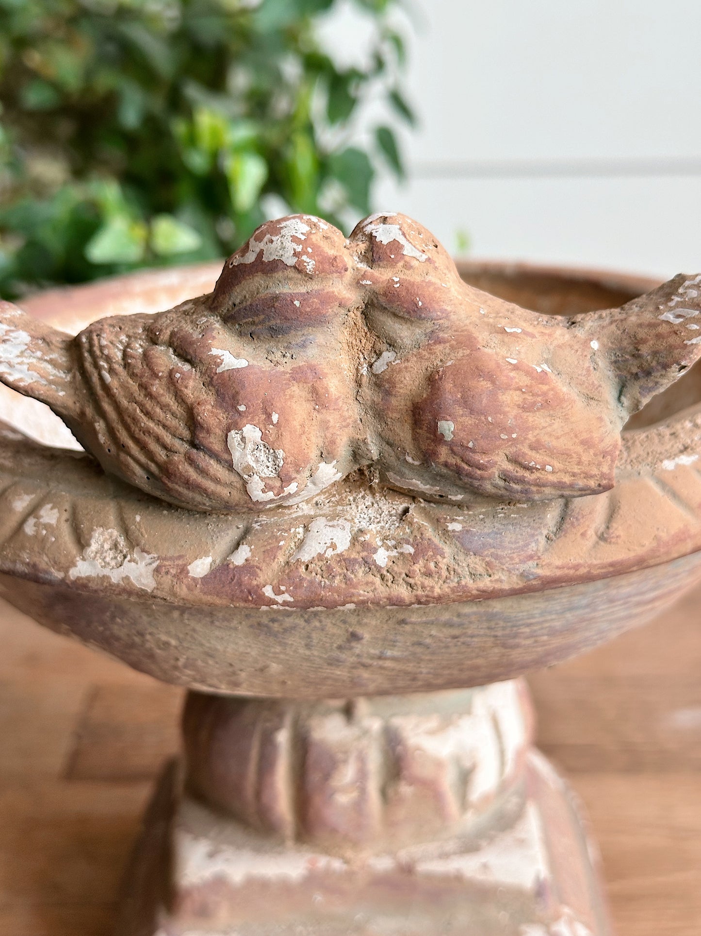 Found Petite Weathered Concrete Birdbath