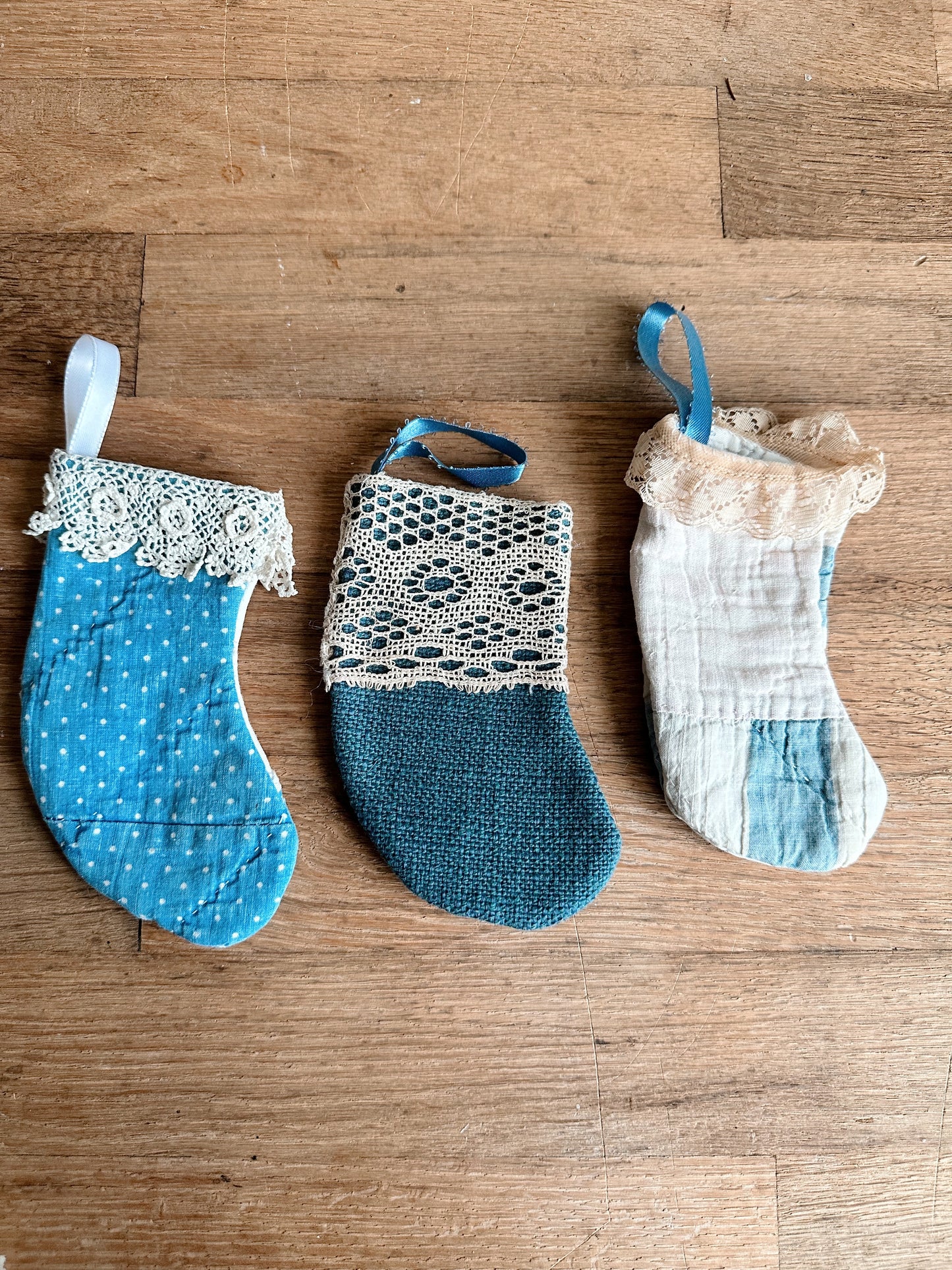 Three Petite Vintage Handmade Stockings