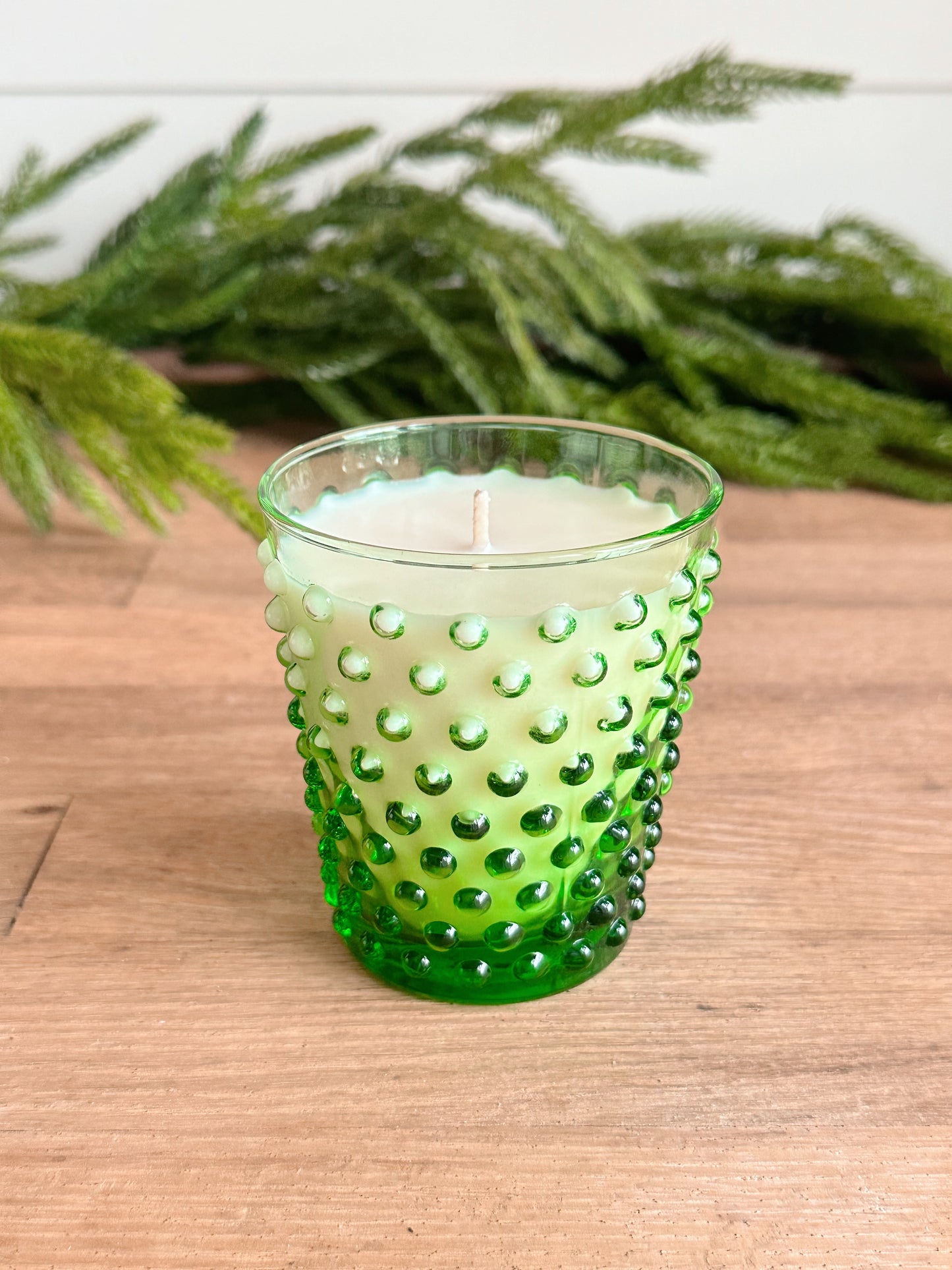 Hand Poured Gingerbread Cookie Candle in a Vintage Hobnail Glass