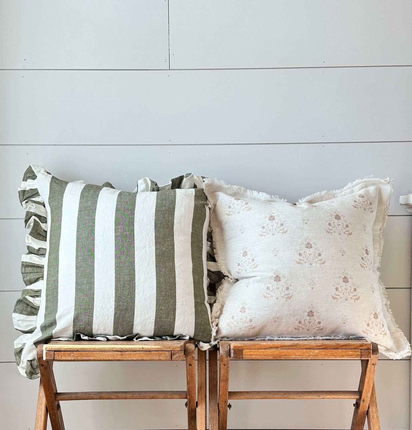 Hand Block Brown Floral Pillow Cover