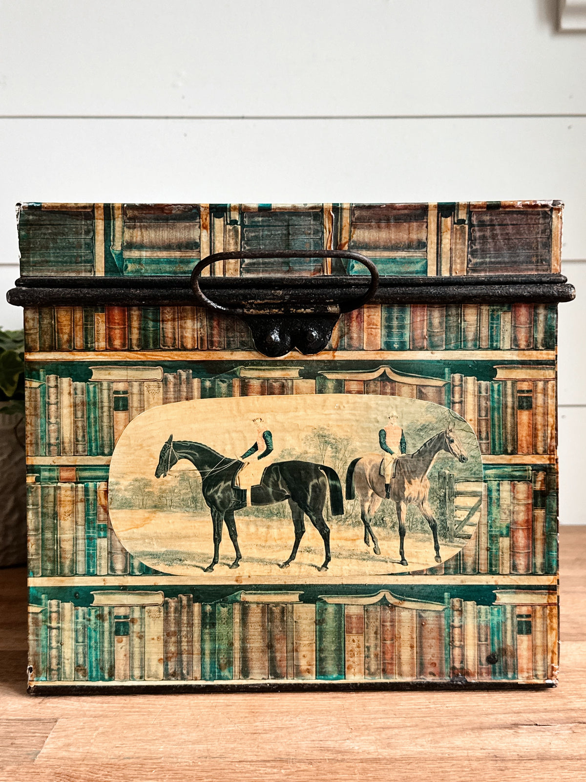Vintage Equestrian Themed Iron Box
