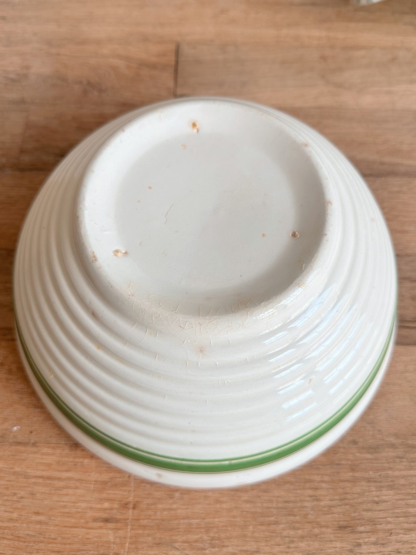 Vintage Green Banded Mixing Bowl