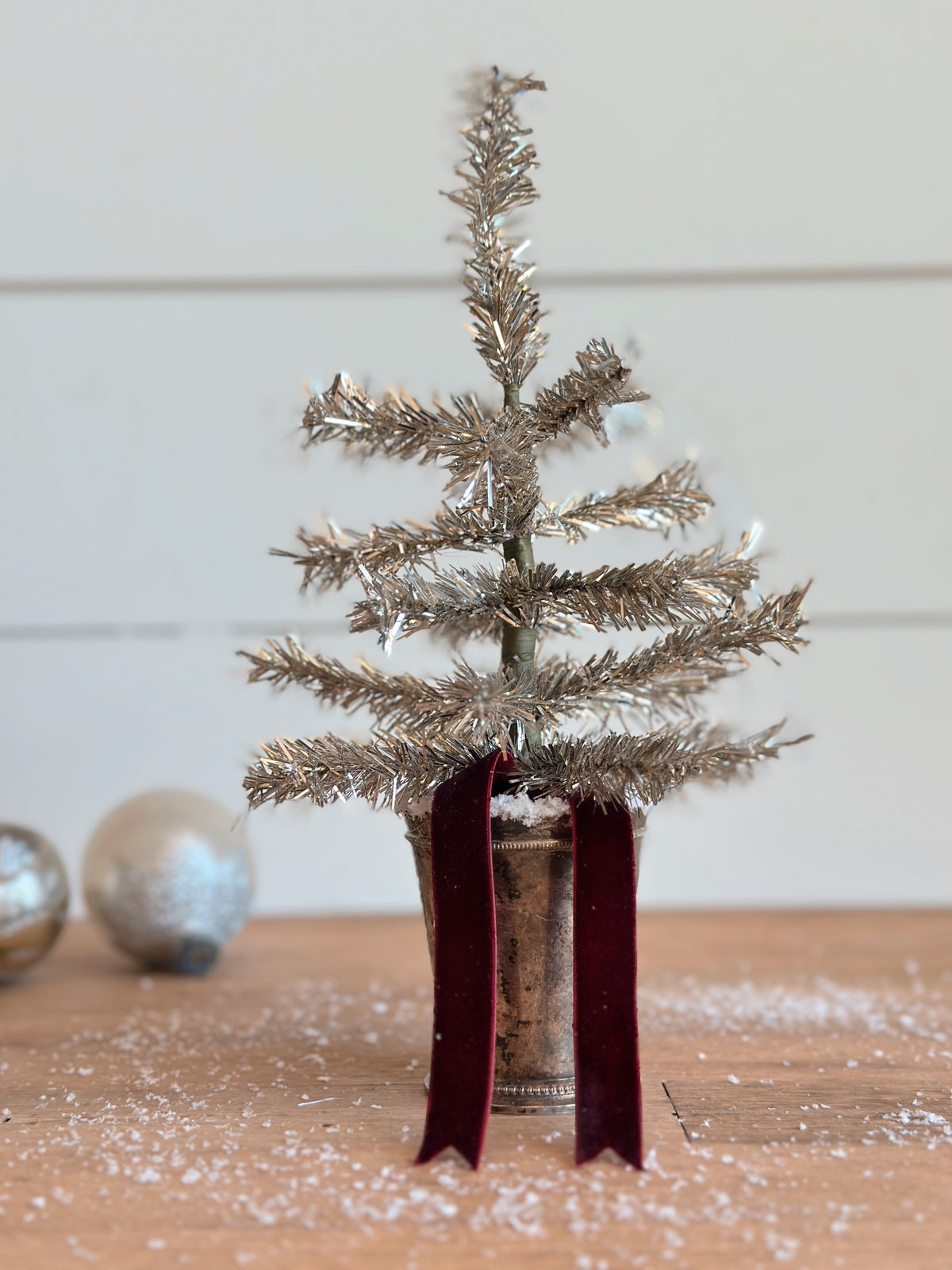 Vintage Mint Julep Cup Tinsel Tree