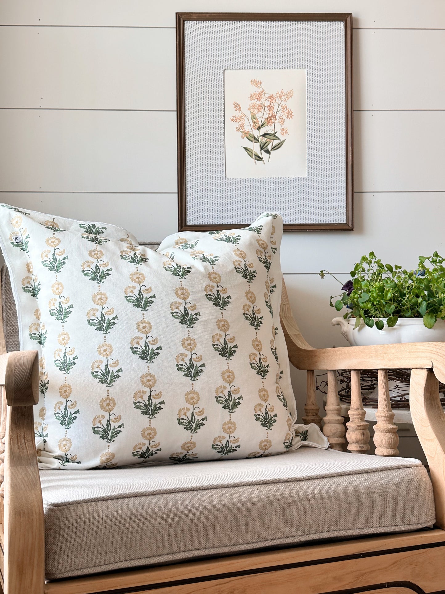 Amalthea Block Print Pillow Cover in Yellow