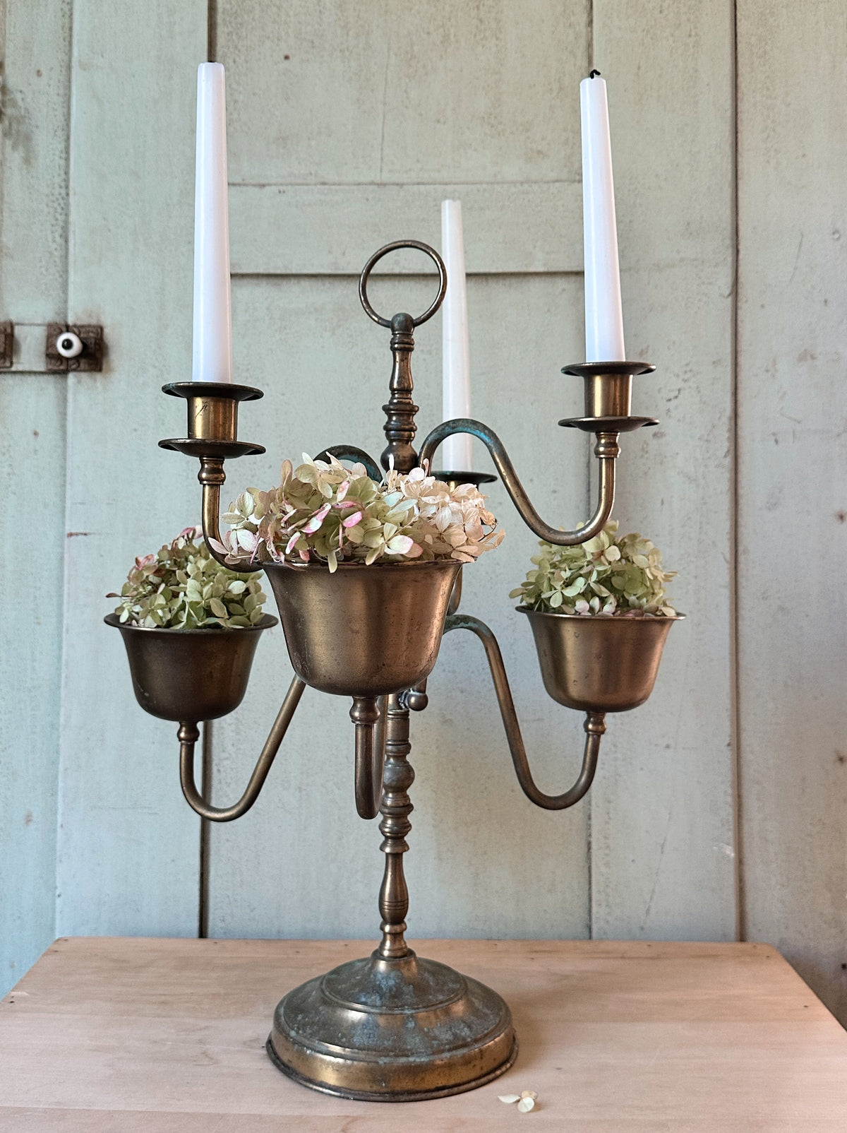 Vintage Brass Candelabra Centerpiece