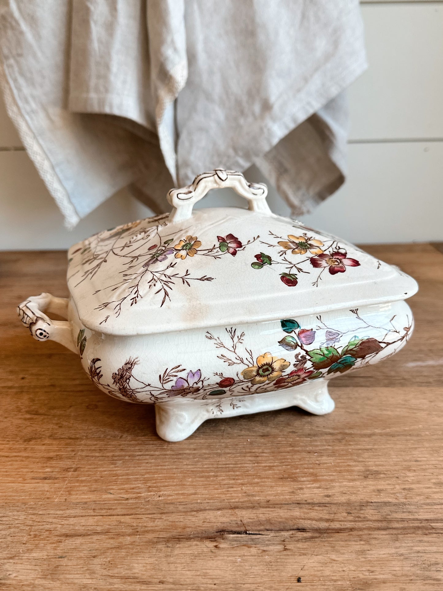 Antique 1801s Florine William Alseger Adderley & Co English Ironstone Covered Vegetable Dish